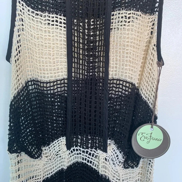 NWT Eva Franco Samantha Dress Wimbledon Stripe Open Weave Midi Dress Size 6 - Picture 6 of 7